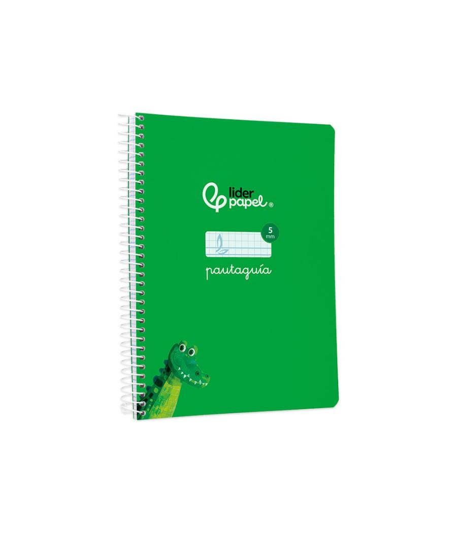 Cuaderno espiral liderpapel di n a5 pautaguia tapa blanda 40h 75 gr cuadro pautado 5mm color verde