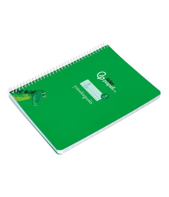 Cuaderno espiral liderpapel di n a5 pautaguia tapa blanda 40h 75 gr cuadro pautado 5mm color verde