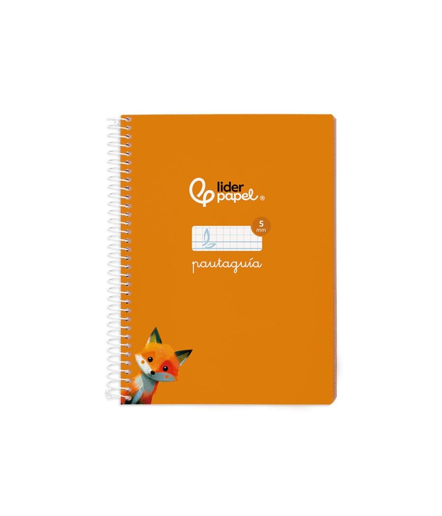 Cuaderno espiral liderpapel di n a5 pautaguia tapa blanda 40h 75 gr cuadro pautado 5mm color naranja