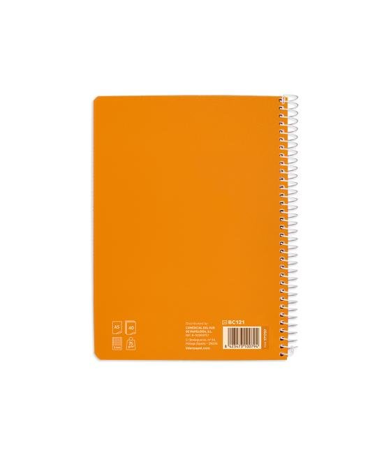 Cuaderno espiral liderpapel di n a5 pautaguia tapa blanda 40h 75 gr cuadro pautado 5mm color naranja