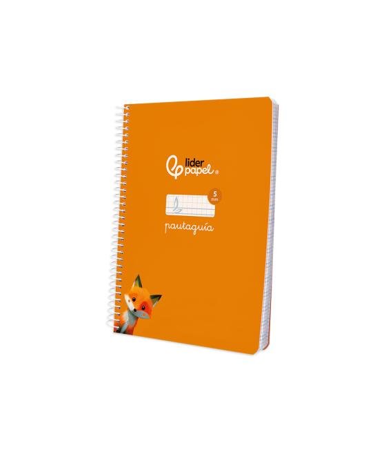 Cuaderno espiral liderpapel di n a5 pautaguia tapa blanda 40h 75 gr cuadro pautado 5mm color naranja