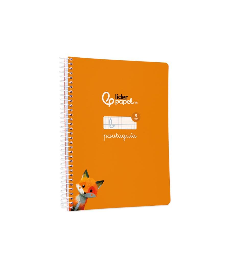 Cuaderno espiral liderpapel di n a5 pautaguia tapa blanda 40h 75 gr cuadro pautado 5mm color naranja