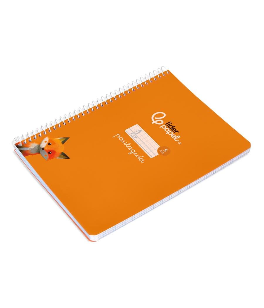 Cuaderno espiral liderpapel di n a5 pautaguia tapa blanda 40h 75 gr cuadro pautado 5mm color naranja