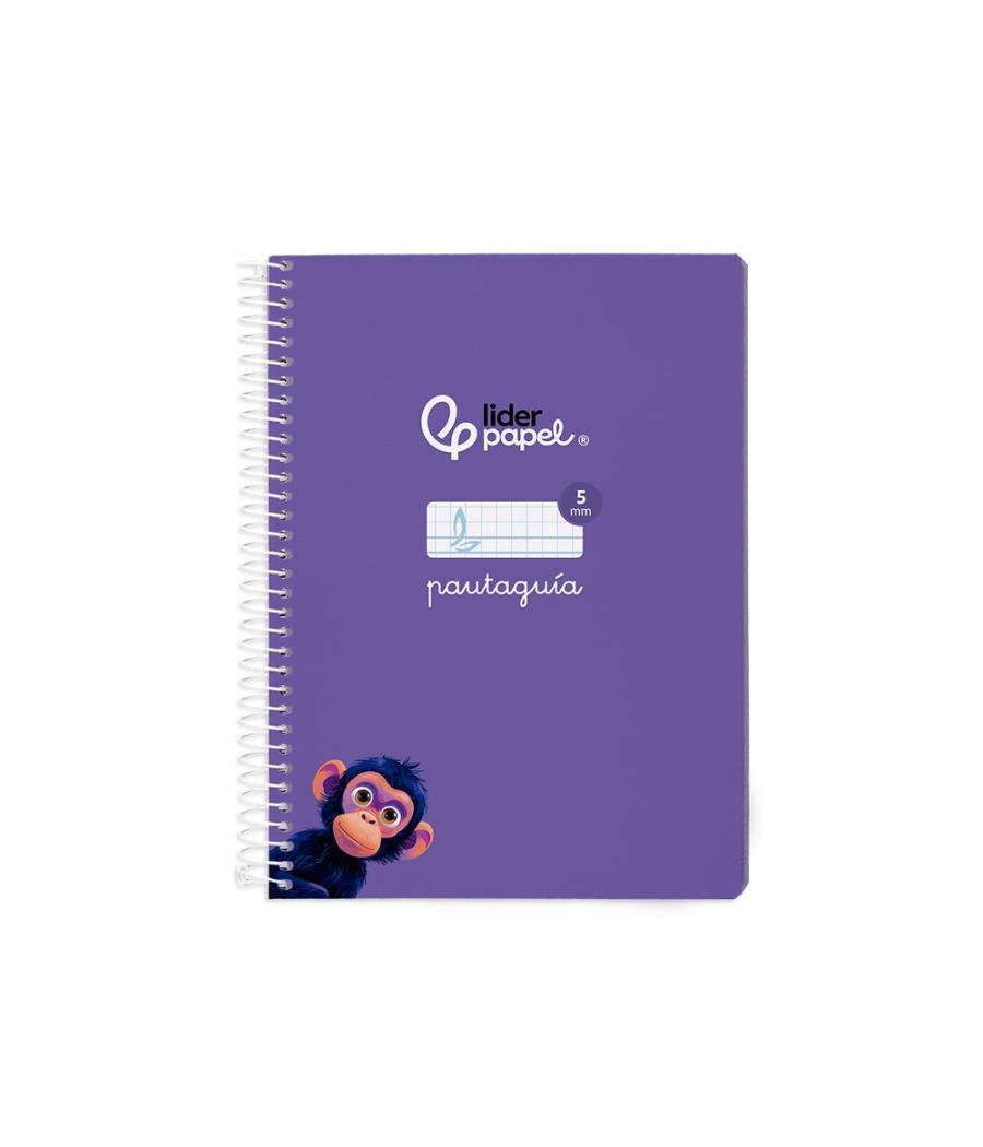 Cuaderno espiral liderpapel di n a5 pautaguia tapa blanda 40h 75 gr cuadro pautado 5mm color lila