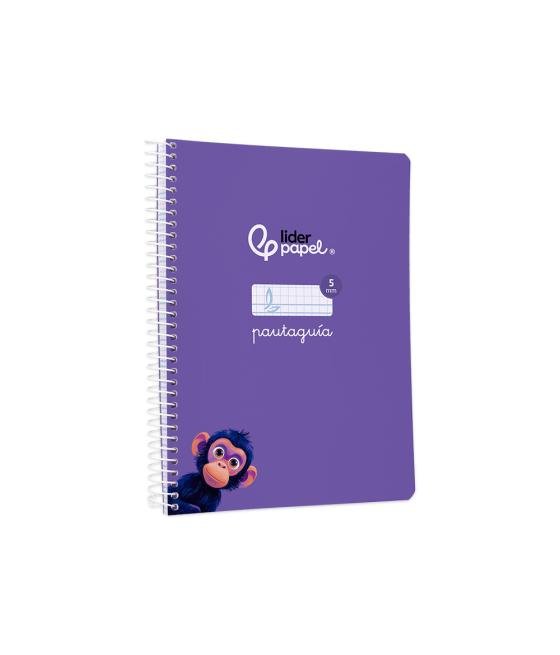 Cuaderno espiral liderpapel di n a5 pautaguia tapa blanda 40h 75 gr cuadro pautado 5mm color lila