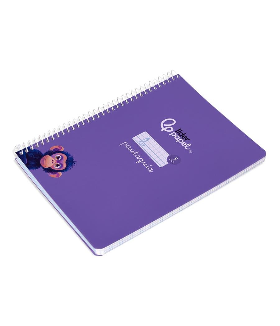 Cuaderno espiral liderpapel di n a5 pautaguia tapa blanda 40h 75 gr cuadro pautado 5mm color lila