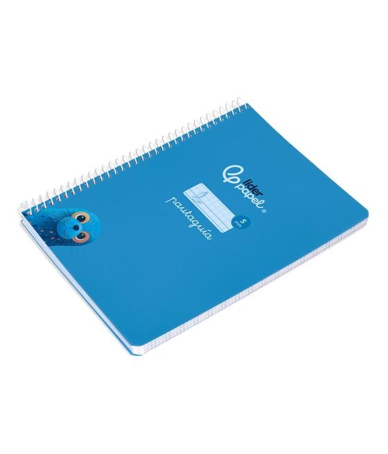 Cuaderno espiral liderpapel di n a5 pautaguia tapa blanda 40h 75 gr cuadro pautado 5mm color azul