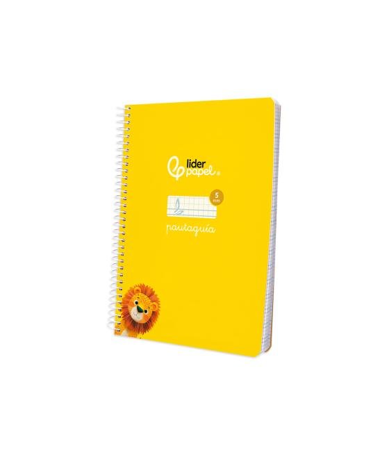 Cuaderno espiral liderpapel di n a5 pautaguia tapa blanda 40h 75 gr cuadro pautado 5mm color amarillo