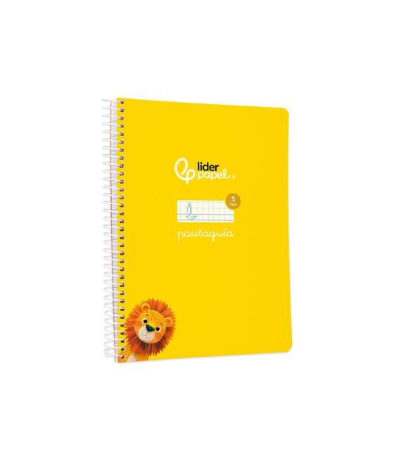 Cuaderno espiral liderpapel di n a5 pautaguia tapa blanda 40h 75 gr cuadro pautado 5mm color amarillo