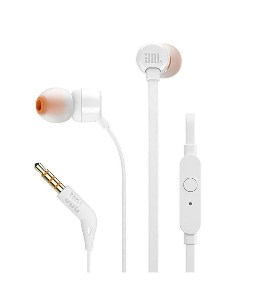 Auriculares intrauditivos jbl tune 110/ con micrófono/ jack 3.5/ blancos