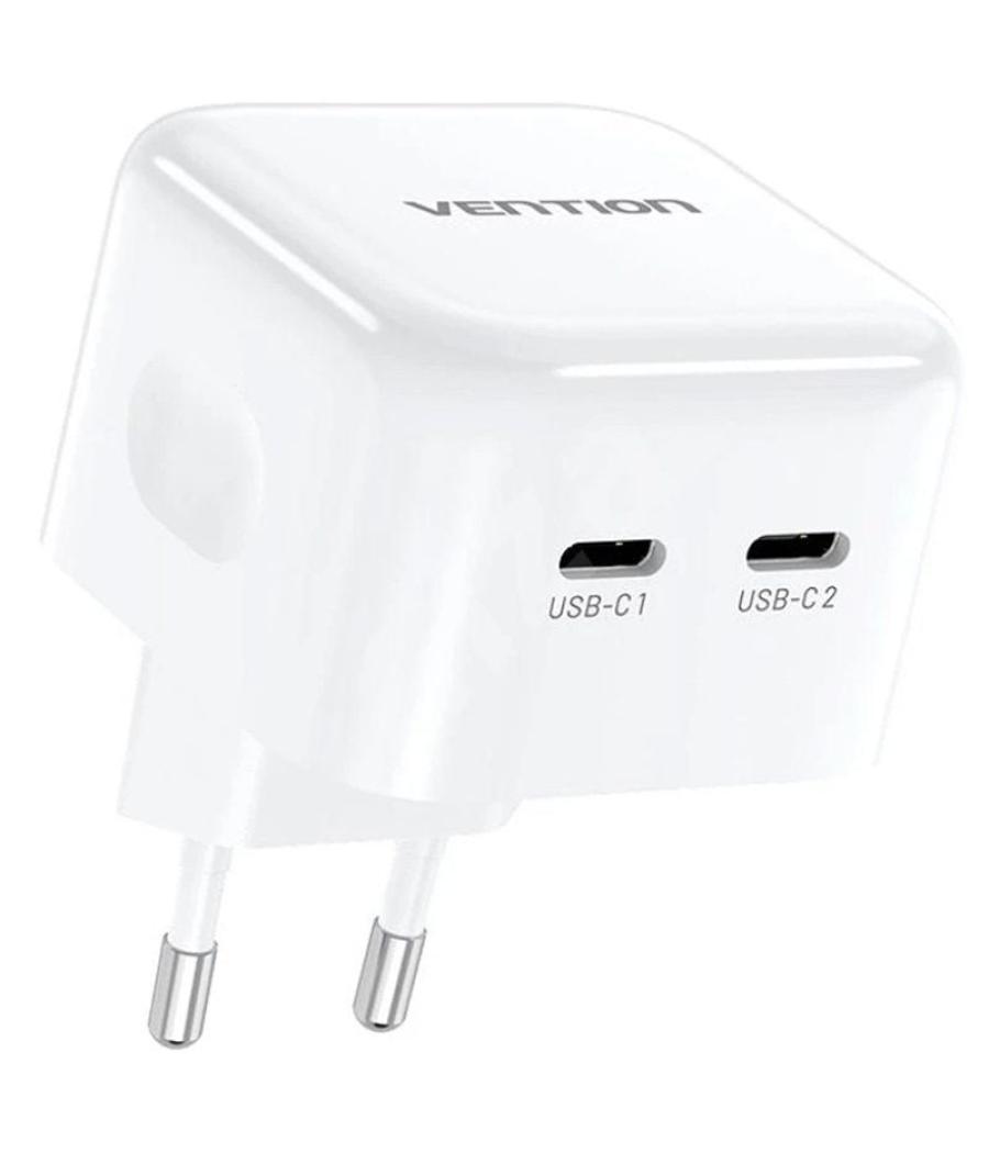 Cargador gan de pared vention fbpw0-eu/ 2xusb tipo-c/ 35w