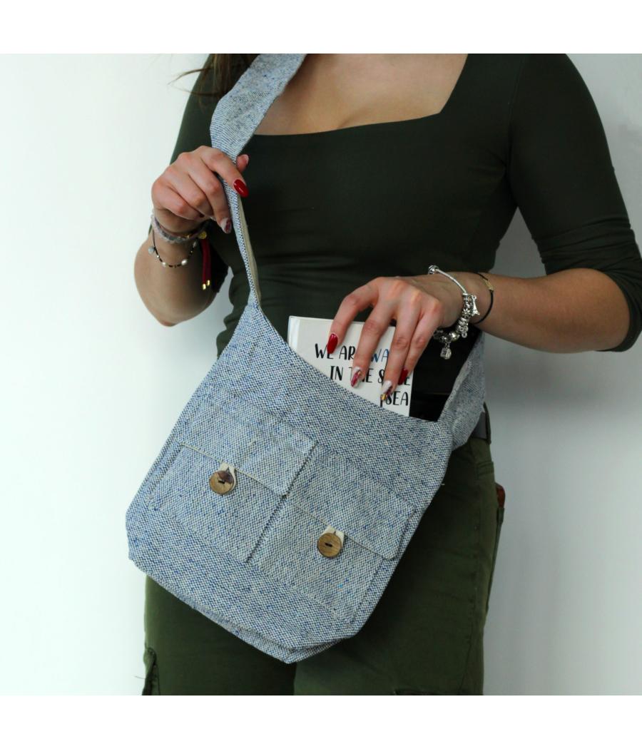 Bolso de Dos Bolsillos Tonos Naturales- Vaquero Denim- Mediano