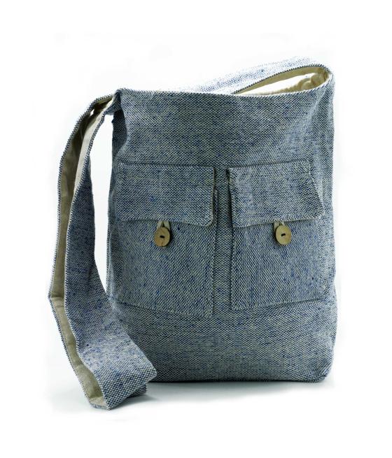 Bolso Dos Bolsillos Tonos Naturales - Vaquero Denim - Grande