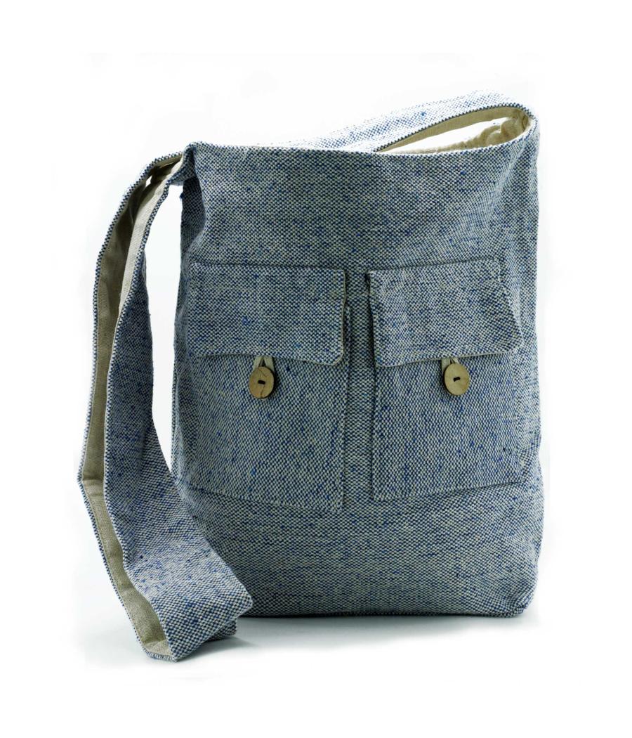 Bolso Dos Bolsillos Tonos Naturales - Vaquero Denim - Grande