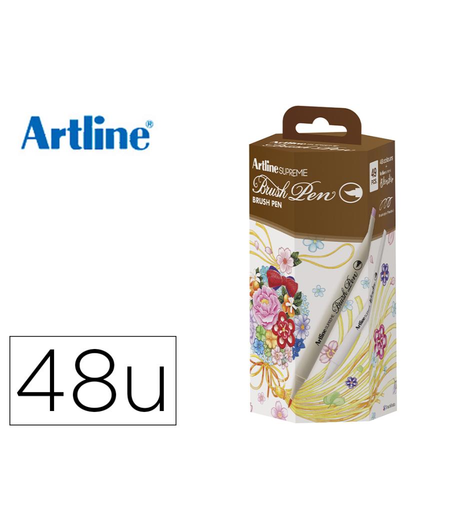 Rotulador artline supreme brush epfs-f pintura base de agua punta tipo pincel fino caja de 48 unidades colores