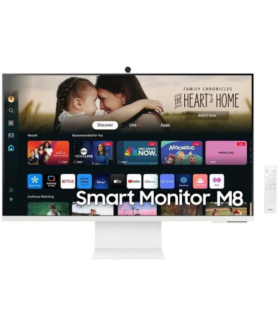 Smart monitor samsung m8 s32dm801uu 32'/ 4k/ smart tv/ webcam/ multimedia/ regulable en altura/ blanco