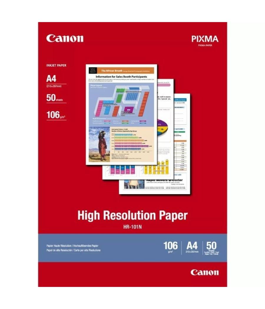 Papel para impresora de inyección de tinta canon hr-101n/ 21 x 29.7cm/ 106g/ 50 hojas