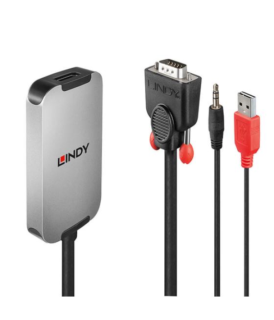 Lindy 38296 adaptador de cable de vídeo Negro, Blanco