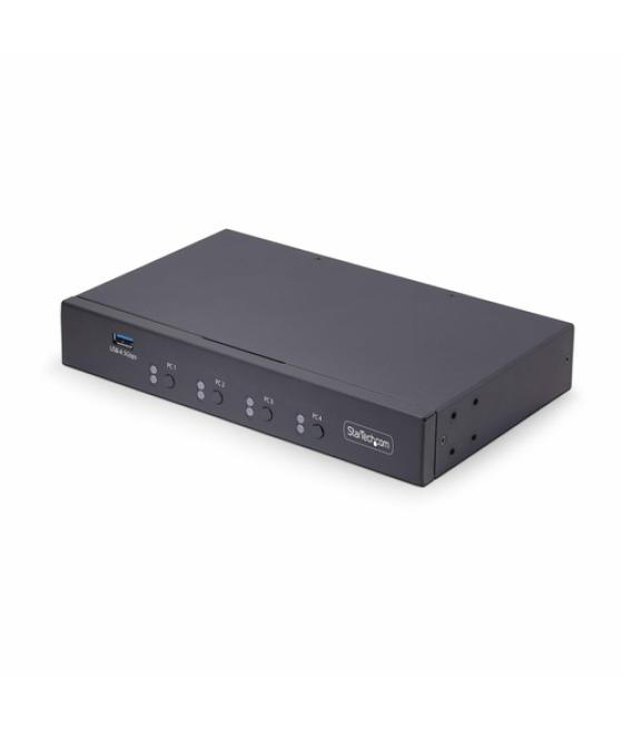 StarTech.com Switch KM/USB 4 Puertos con Conmutación por Ratón - Conmutador KM USB 3.0 de Teclado y Ratón para 4 Ordenadores - C