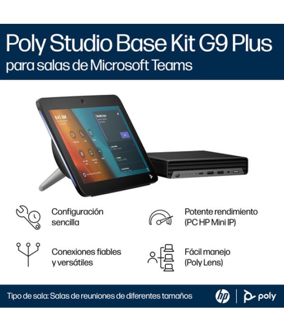 POLY Studio Base Kit G9 Plus para Microsoft Teams, PC HP Mini IP con TC10