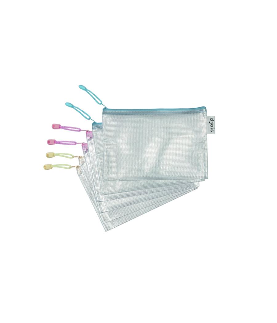 Bolsa multiusos tarifold zipper con cremallera din a5 pack de 6 unidades colores pastel surtidos