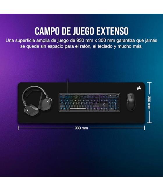 Alfombrilla corsair mm500 v2 gaming, negro, superficie extensa ch-941b141-ww