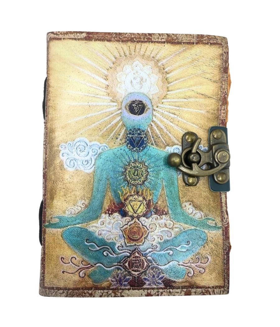 Cuaderno de Cuero - Buda 7 Chakras - 12,5x17,5cm