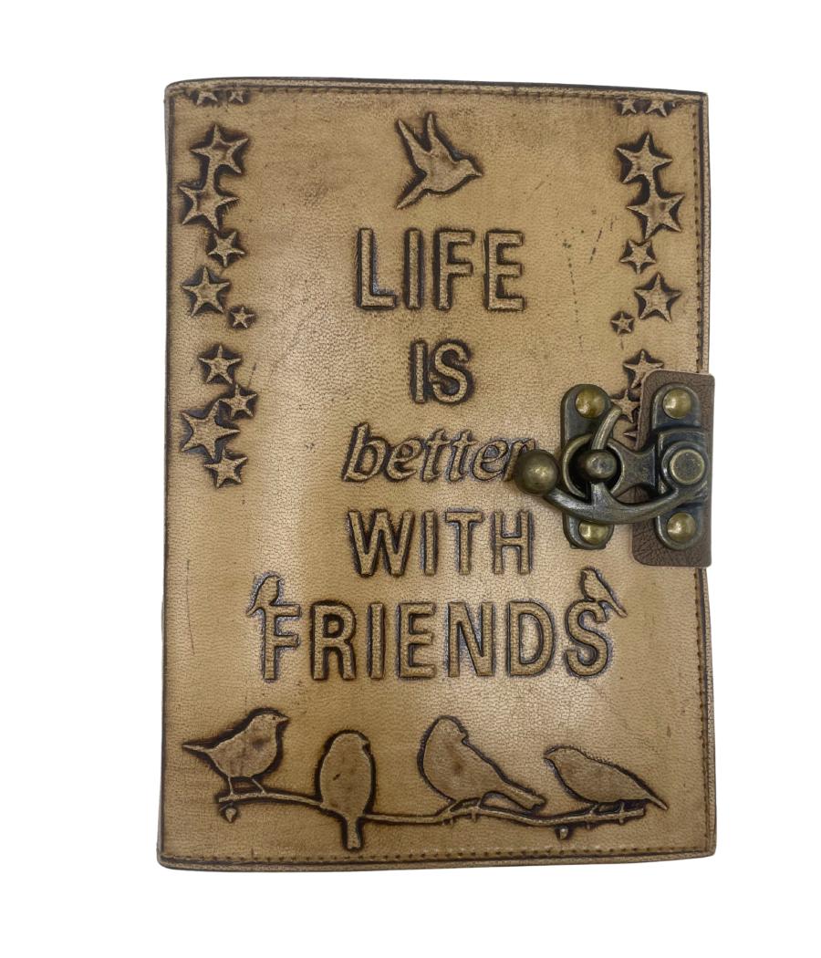 Diario de Piel - La vida es mejor con amigos - 12,5x17,5cm