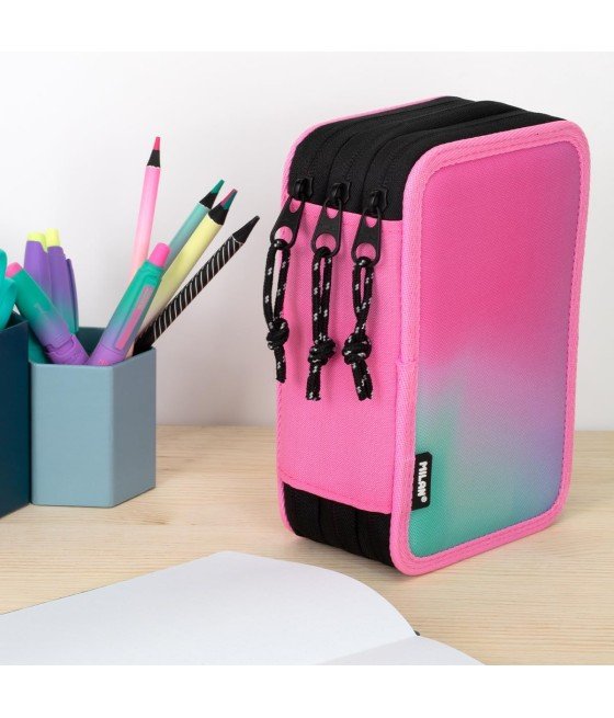 Milan plumier 3 pisos c/contenido sunset rosa