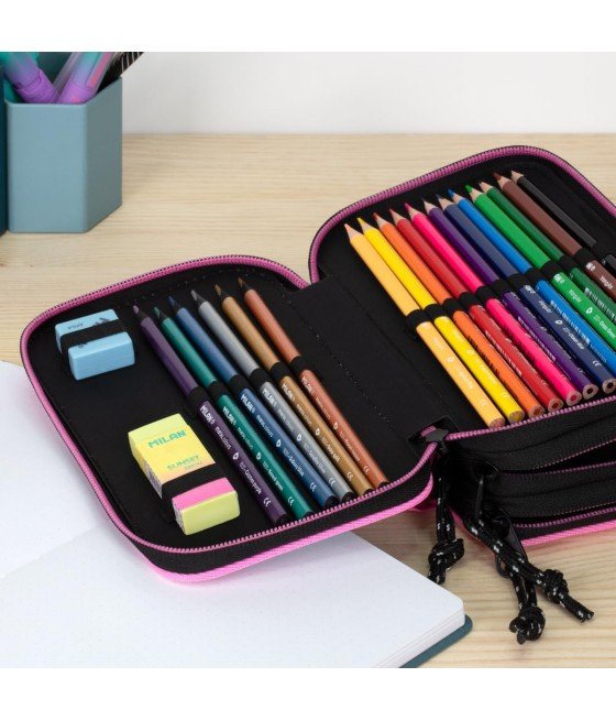 Milan plumier 3 pisos c/contenido sunset rosa