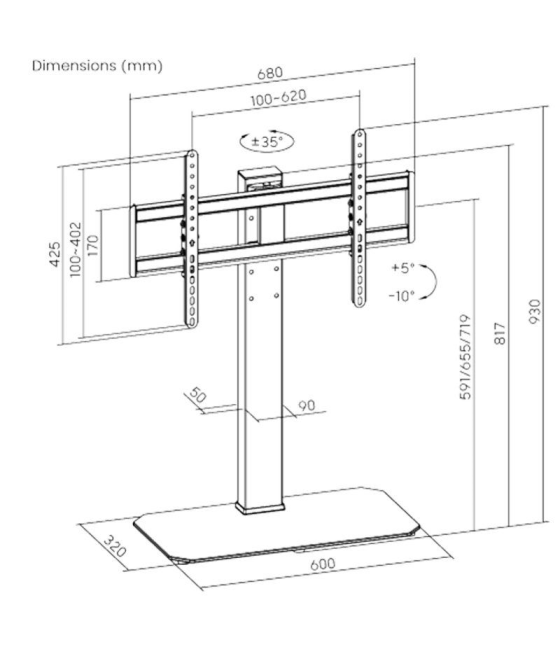 Soporte de mesa tm electrón tmslc424 para tv de 46-86'/ hasta 60kg