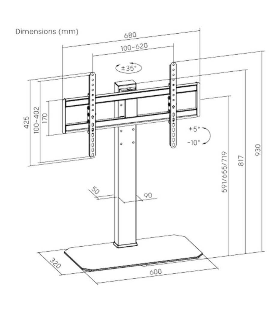 Soporte de mesa tm electrón tmslc424 para tv de 46-86'/ hasta 60kg