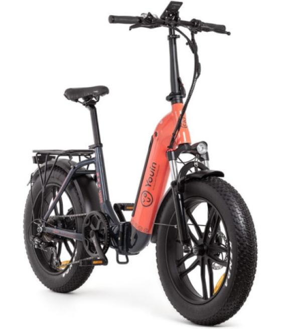 Ebike luxor - urban - fat 20” x 4 - bat. integrada y extraible - negro/coral