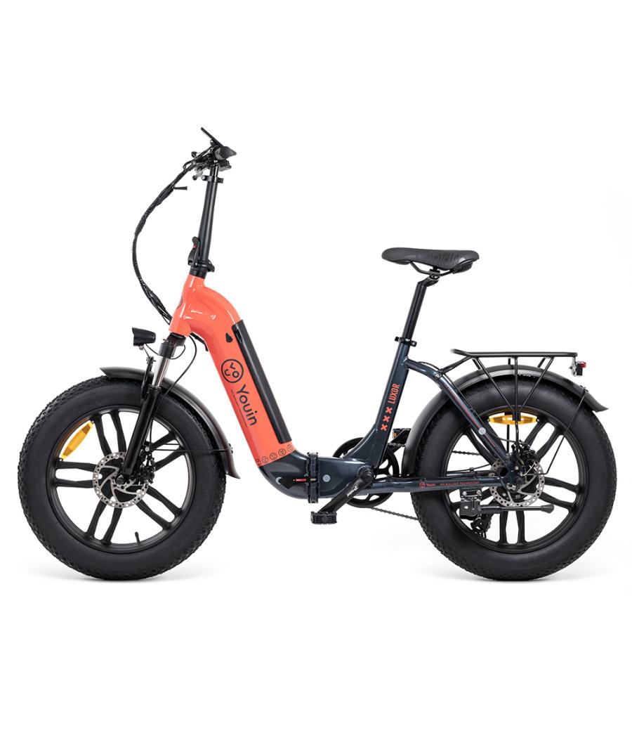 Ebike luxor - urban - fat 20” x 4 - bat. integrada y extraible - negro/coral