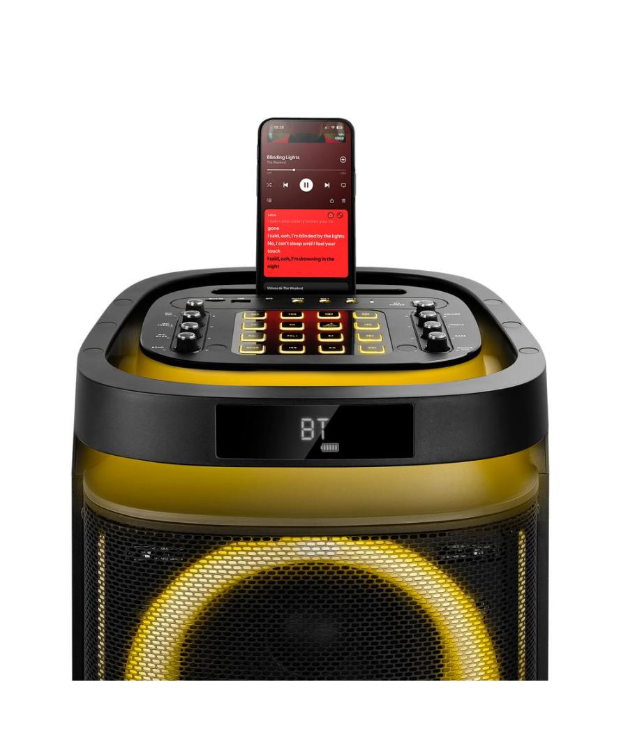 Altavoz rumbleboss xl phoenix 160w rms batería 7000 mah función karaoke 2 microfonos inalambricos incluidos