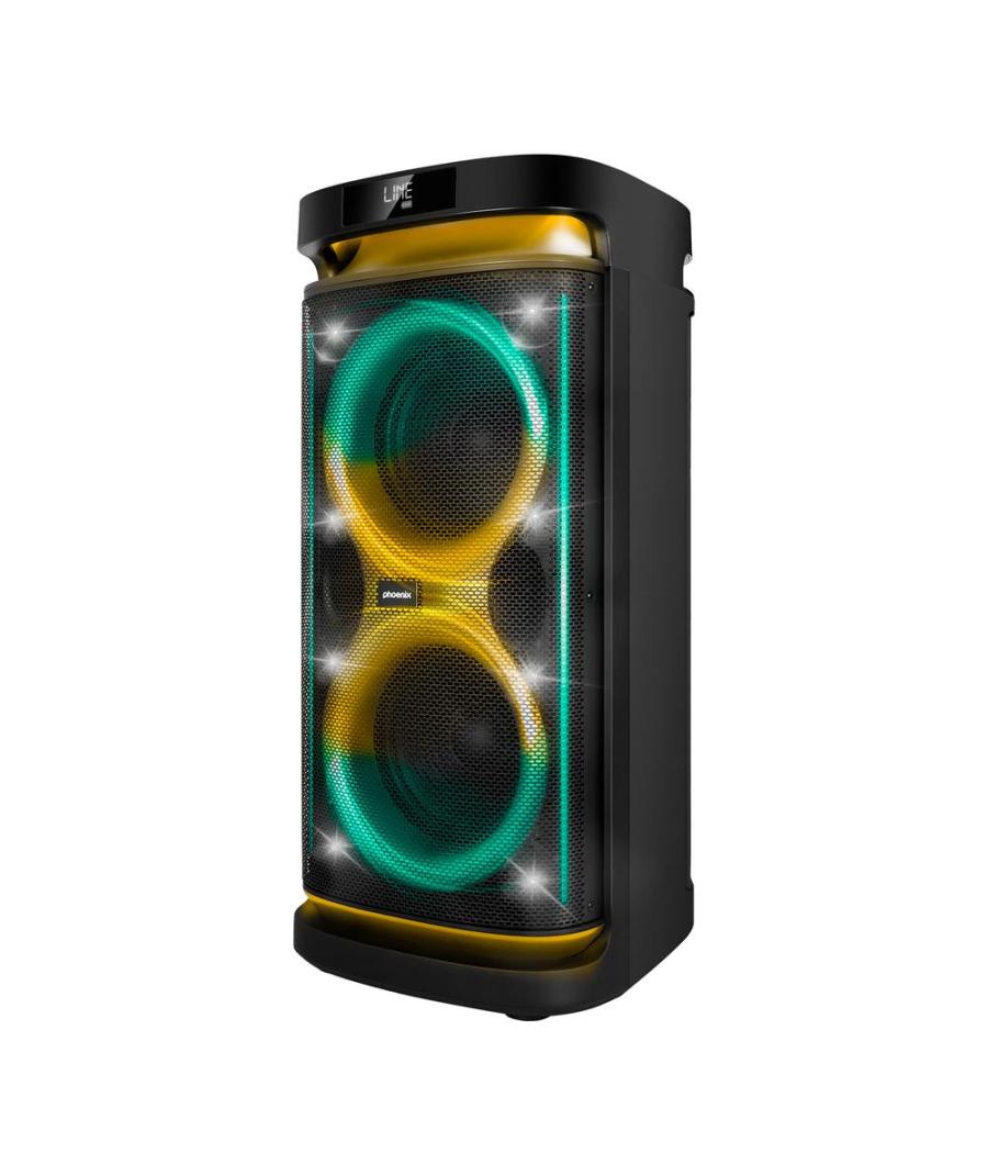 Altavoz rumbleboss xl phoenix 160w rms batería 7000 mah función karaoke 2 microfonos inalambricos incluidos