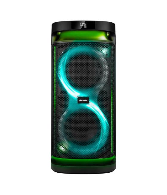 Altavoz rumbleboss phoenix 80w rms batería 4000 mah función karaoke 2 microfonos inalambricos incluidos