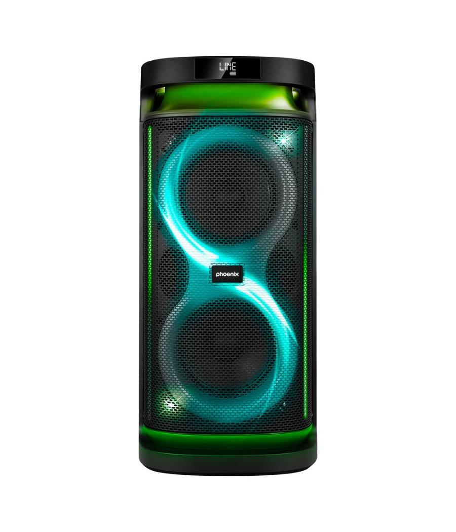 Altavoz rumbleboss phoenix 80w rms batería 4000 mah función karaoke 2 microfonos inalambricos incluidos