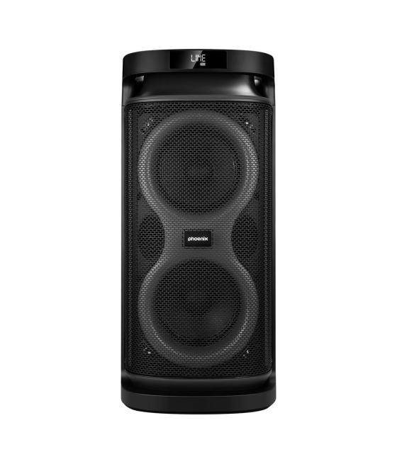 Altavoz rumbleboss phoenix 80w rms batería 4000 mah función karaoke 2 microfonos inalambricos incluidos