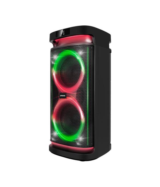 Altavoz rumbleboss phoenix 80w rms batería 4000 mah función karaoke 2 microfonos inalambricos incluidos