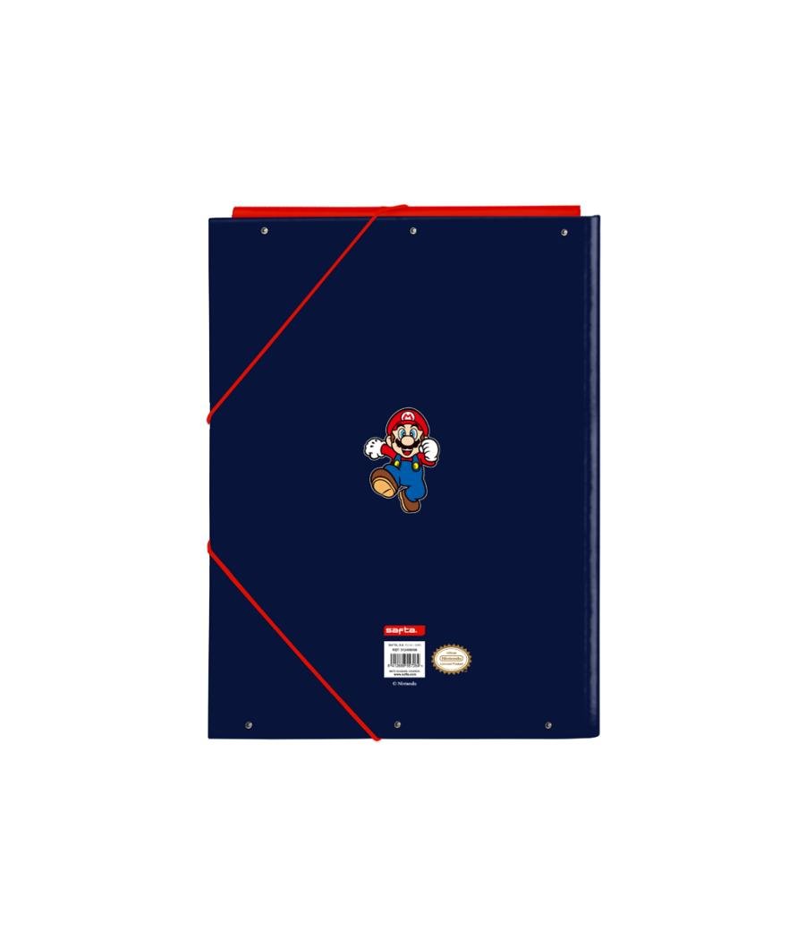 Carpeta cartón folio gomas solapas safta super mario world