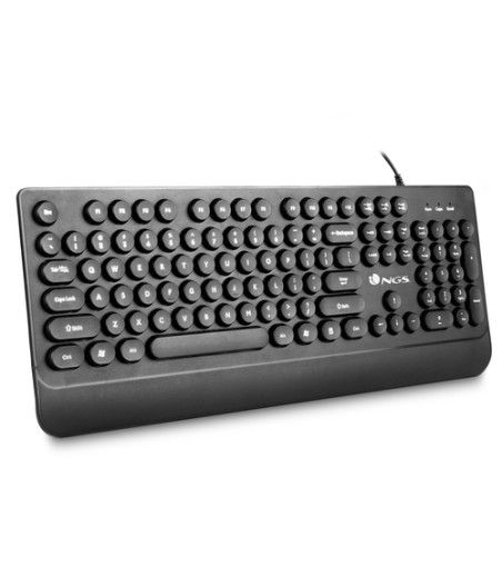 Ngs - teclado de cable - 104 teclas - plug&play - teclas redondas - reposamuñecas