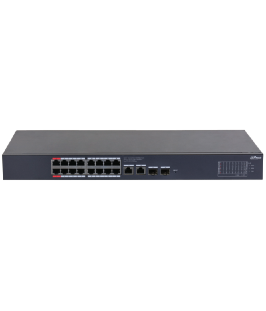 (cs4220-16gt-240) dahua switch poe 16 puertos gigabit + 2 uplink gigabit rj45 + 2sfp gigabit 240w managed cloud l2