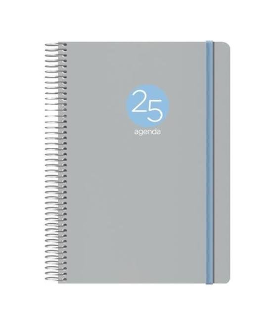 Dohe agenda anual memphis espiral 15x21cm d/p cierre c/goma pp gris 2025