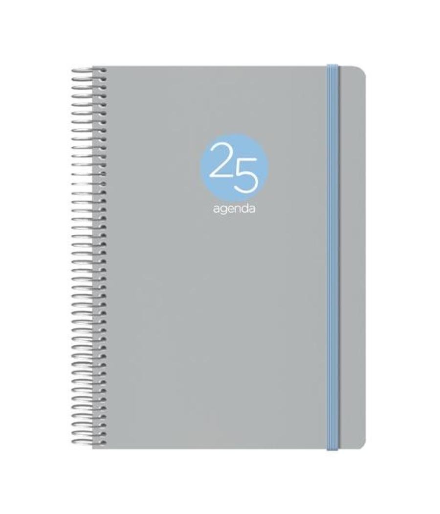 Dohe agenda anual memphis espiral 15x21cm d/p cierre c/goma pp gris 2025