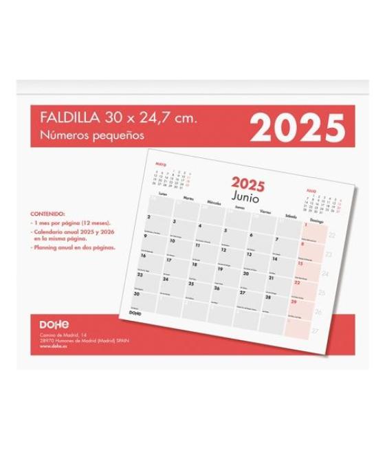 Dohe calendario sobremesa/faldilla 30x24,7cm números pequeños 2025