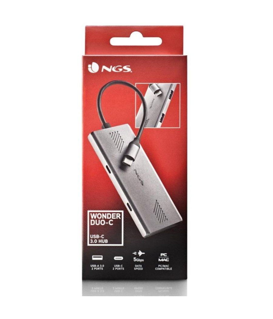 Hub usb tipo-c ngs wonderduo-c / 2xusb/ 2xusb tipo-c