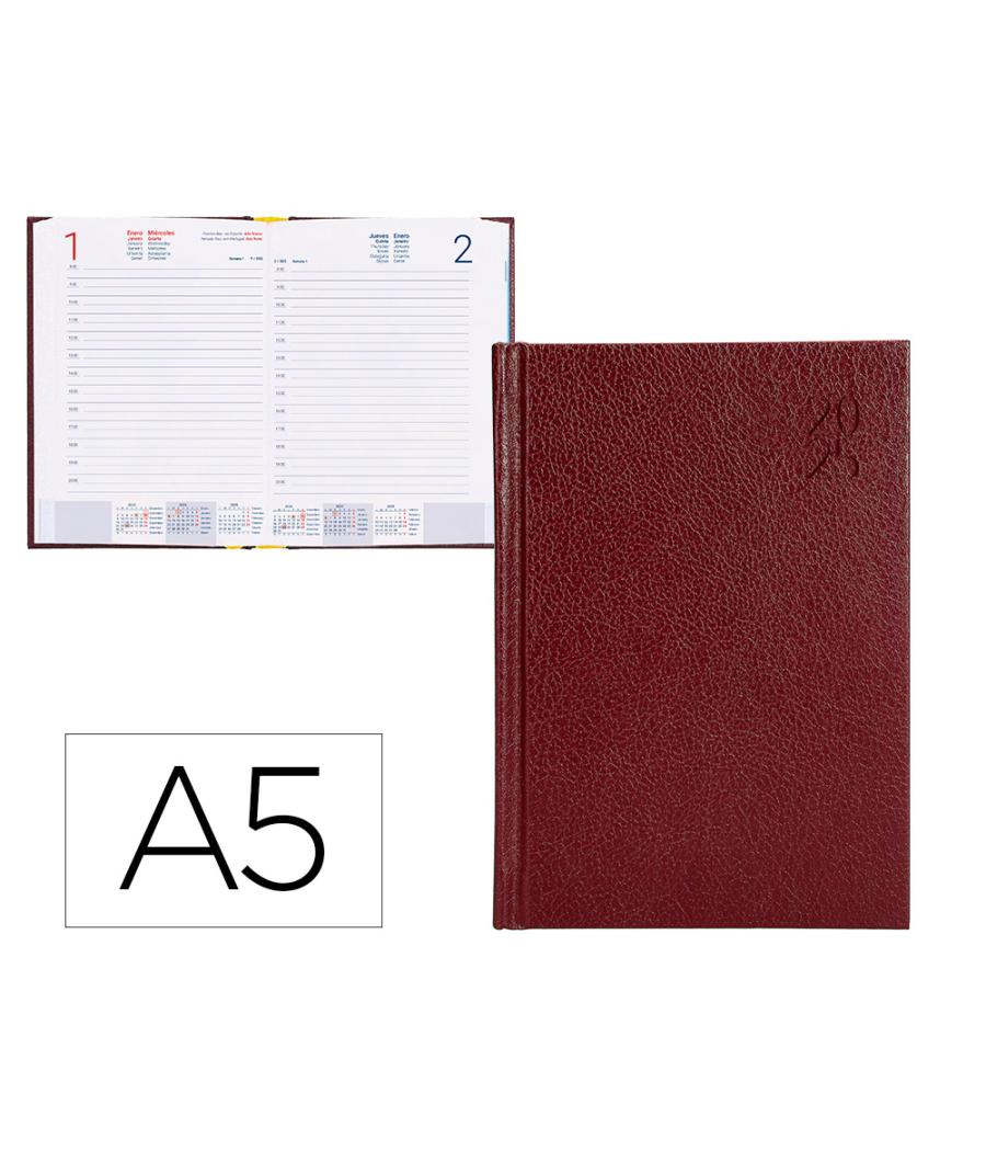 Agenda encuadernada liderpapel corfu a5 2025 día página color rojo papel 60 gr