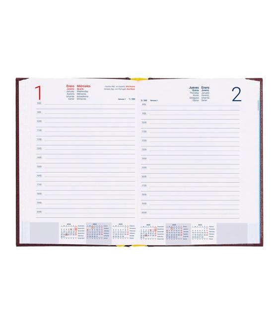 Agenda encuadernada liderpapel corfu a5 2025 día página color rojo papel 60 gr