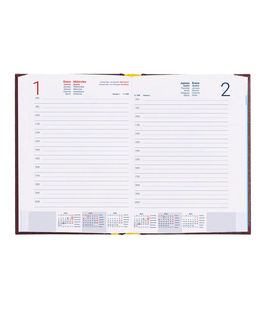 Agenda encuadernada liderpapel corfu a5 2025 día página color rojo papel 60 gr